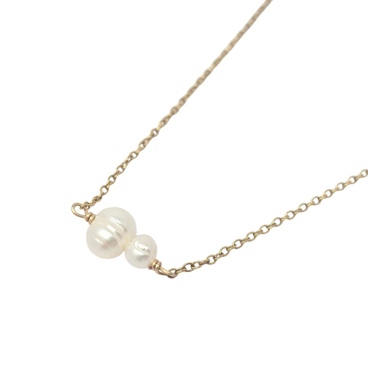 Dainty Two Freshwater Pearls Gold Plated Necklace