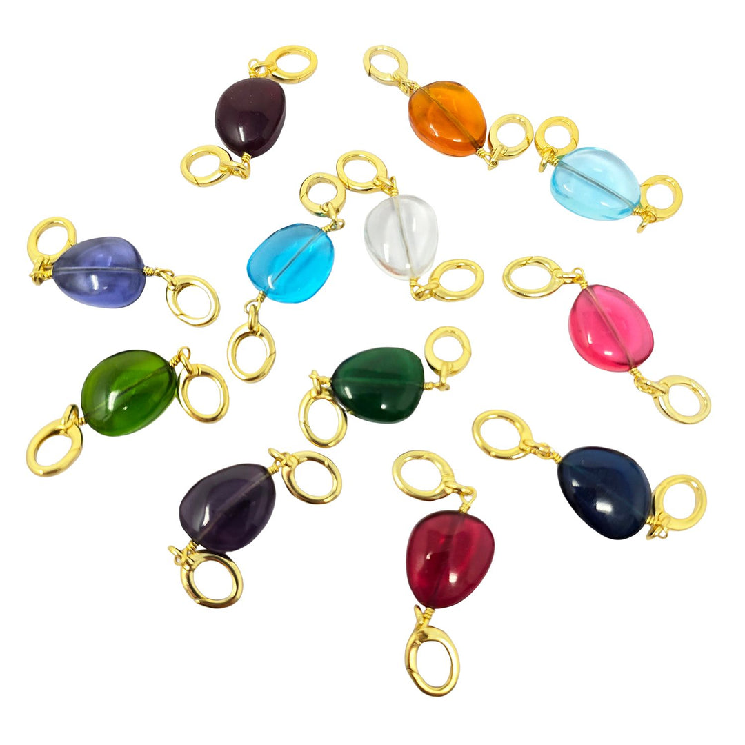Statement Birthstone Pendant Crystal Gold Plated Charms
