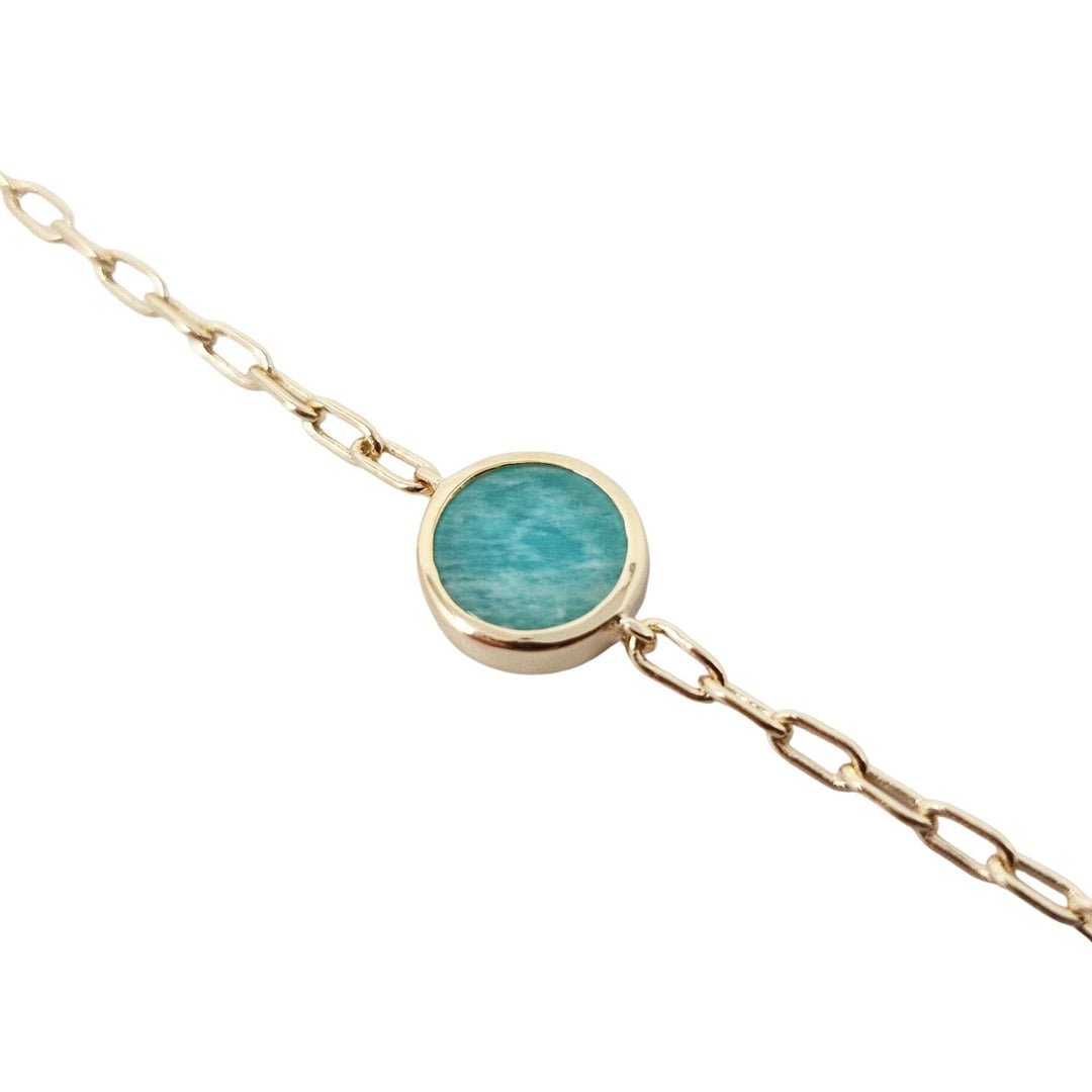18ct Gold Vermeil Plated Round Amazonite Bracelet