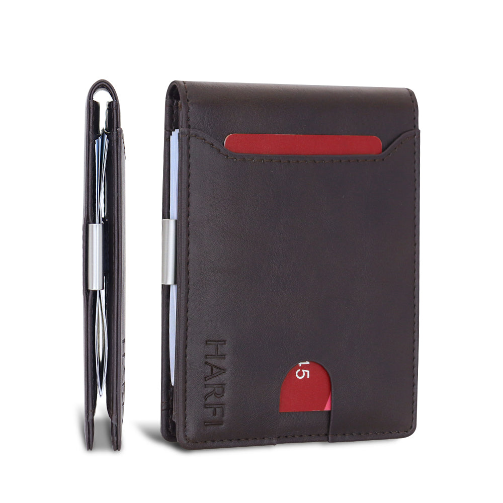 RFID Money Clip Wallet - Brown Croc Effect - View #6