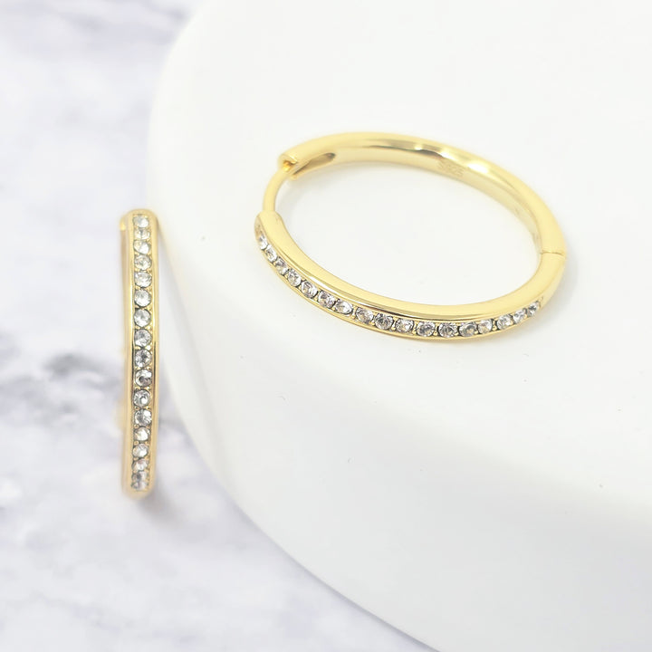 Round Hoop Gold Plated Earrings With Certified Austrian Crystals