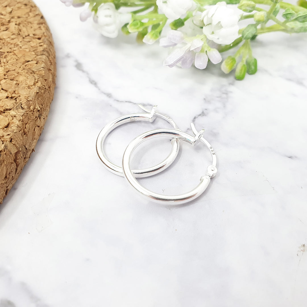 Sterling Silver 20mm Sleeper Creole-Hinged Hoop Earrings