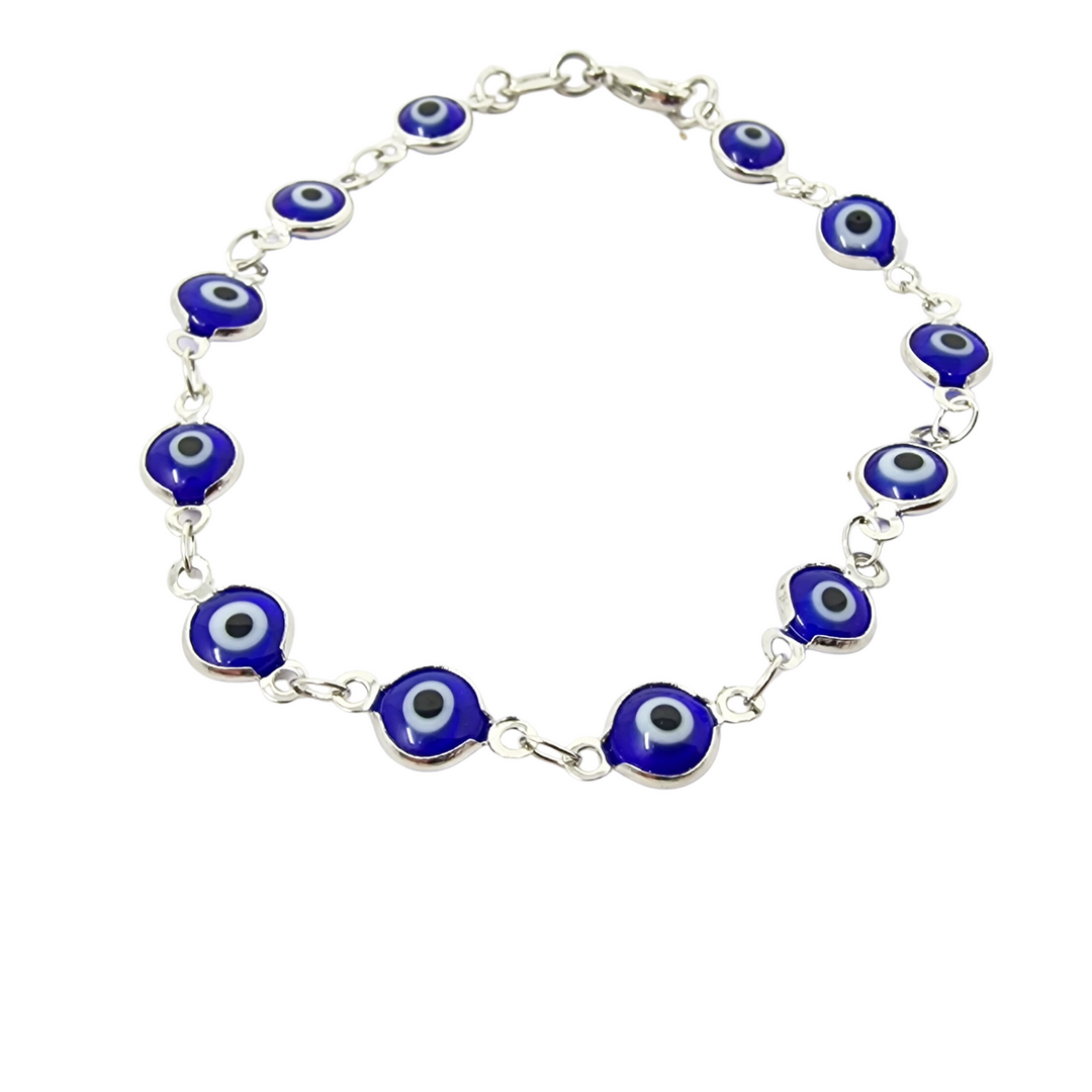 Evil Eye Rhodium Plated Silver Protection Bracelet