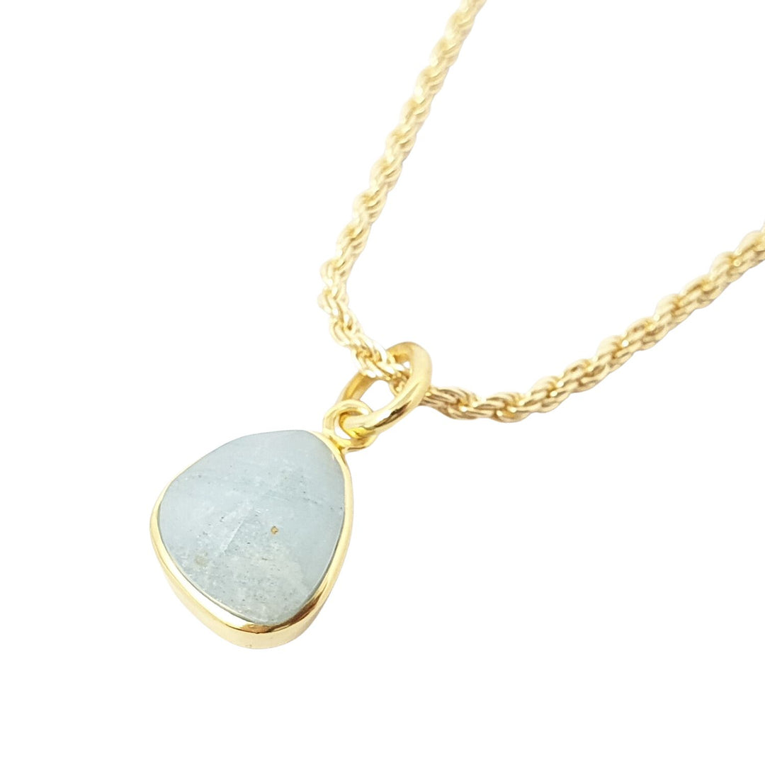 Statement Gold Vermeil Plated Aquamarine March Birthstone Crystal Rope Necklace