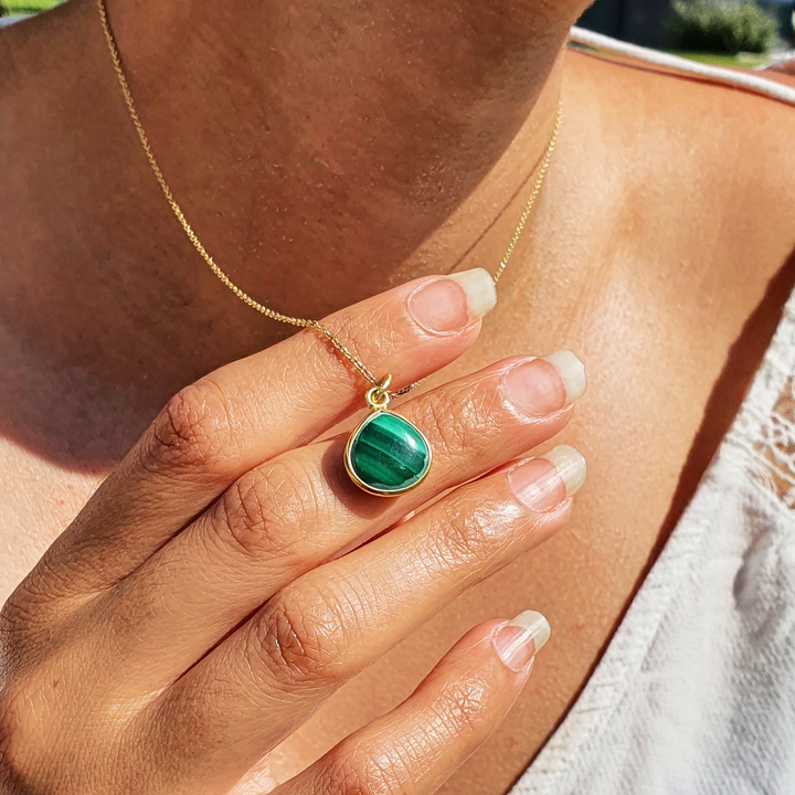 18ct Gold Vermeil Malachite Necklace