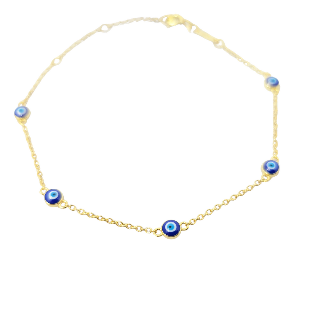 Turkish Evil Eye Gold Plated Charm Friendship Bracelet