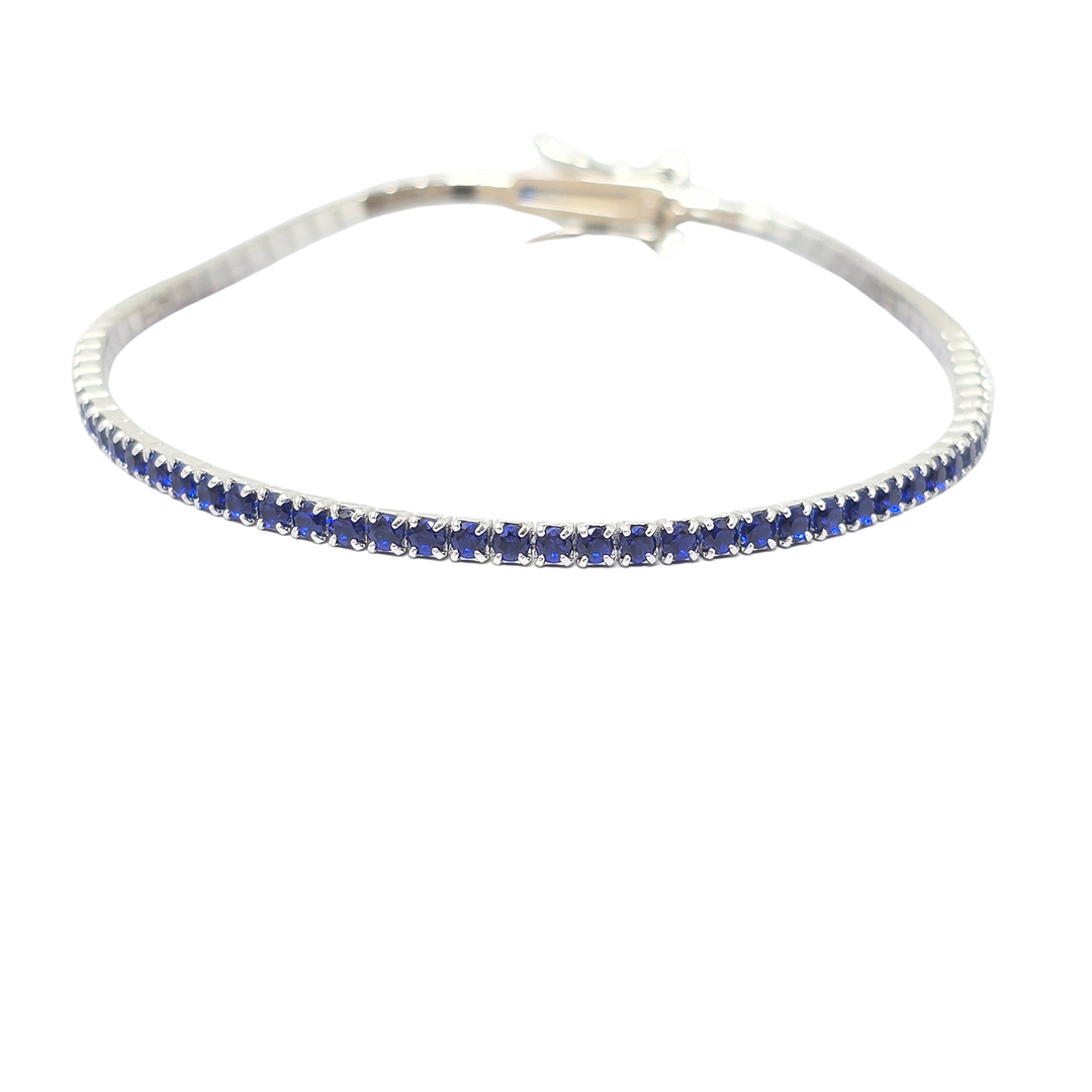 Sapphire Gemstone Sterling Silver Tennis Bracelet