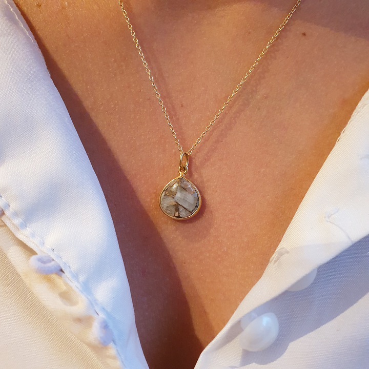 18ct Gold Vermeil Plated White Calcite Necklace