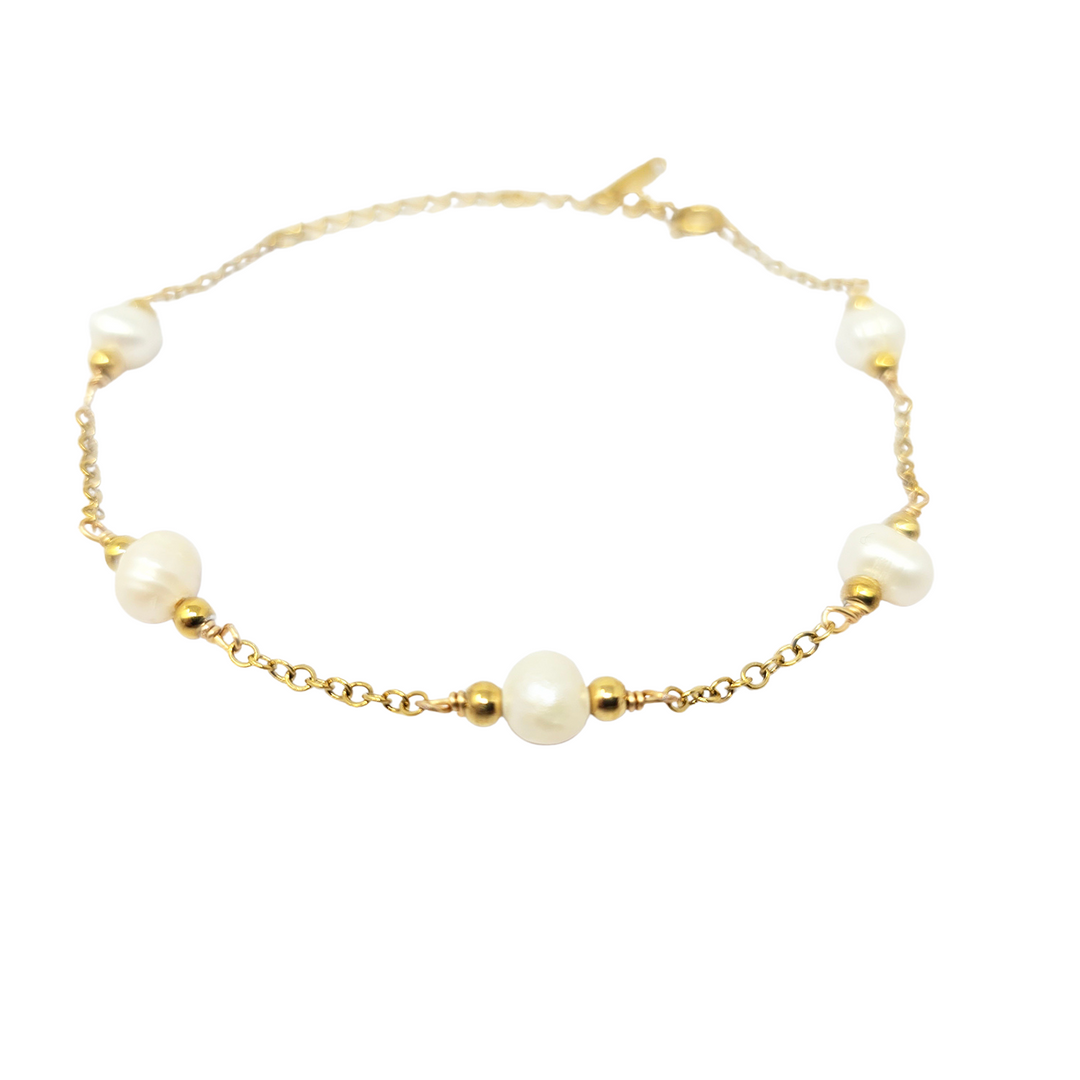 Freshwater Pearl Bridesmaid Wedding Gold Bracelet