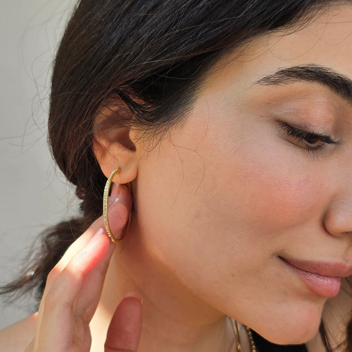 Round Hoop Gold Plated Earrings With Certified Austrian Crystals