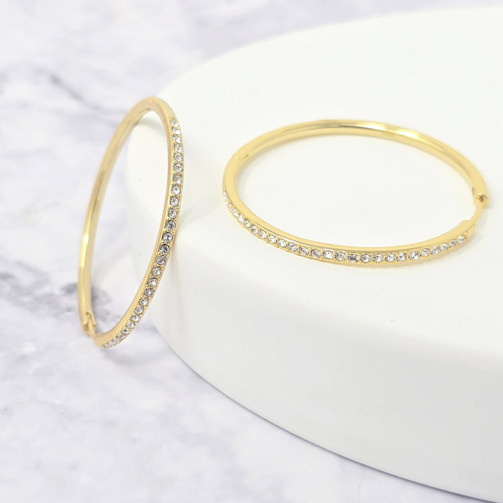 Large Round Hoop 40mm Gold Plated Earrings With Certified Austrian Crystals