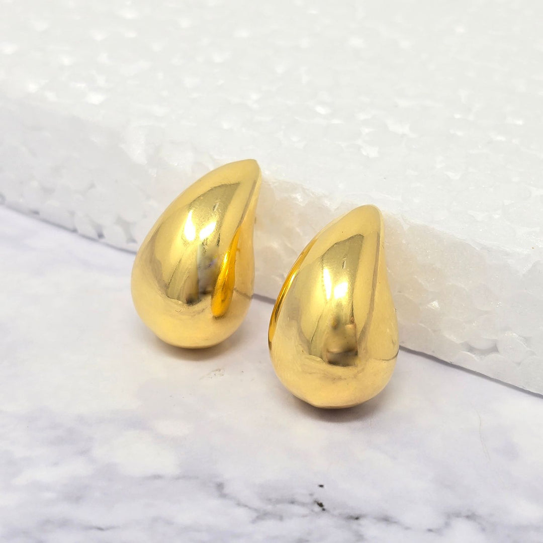 Statement Gold Plated Teardrop Style Stud Earrings