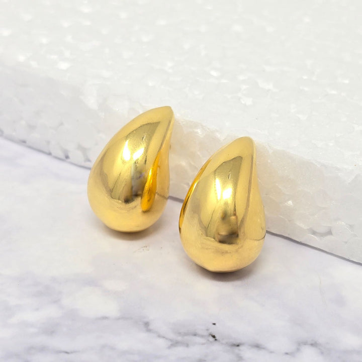 Statement Gold Plated Teardrop Style Stud Earrings