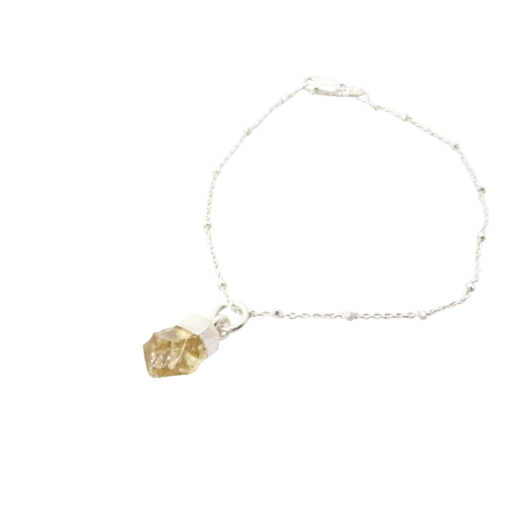 Raw Citrine November Birthstone Silver Bracelet