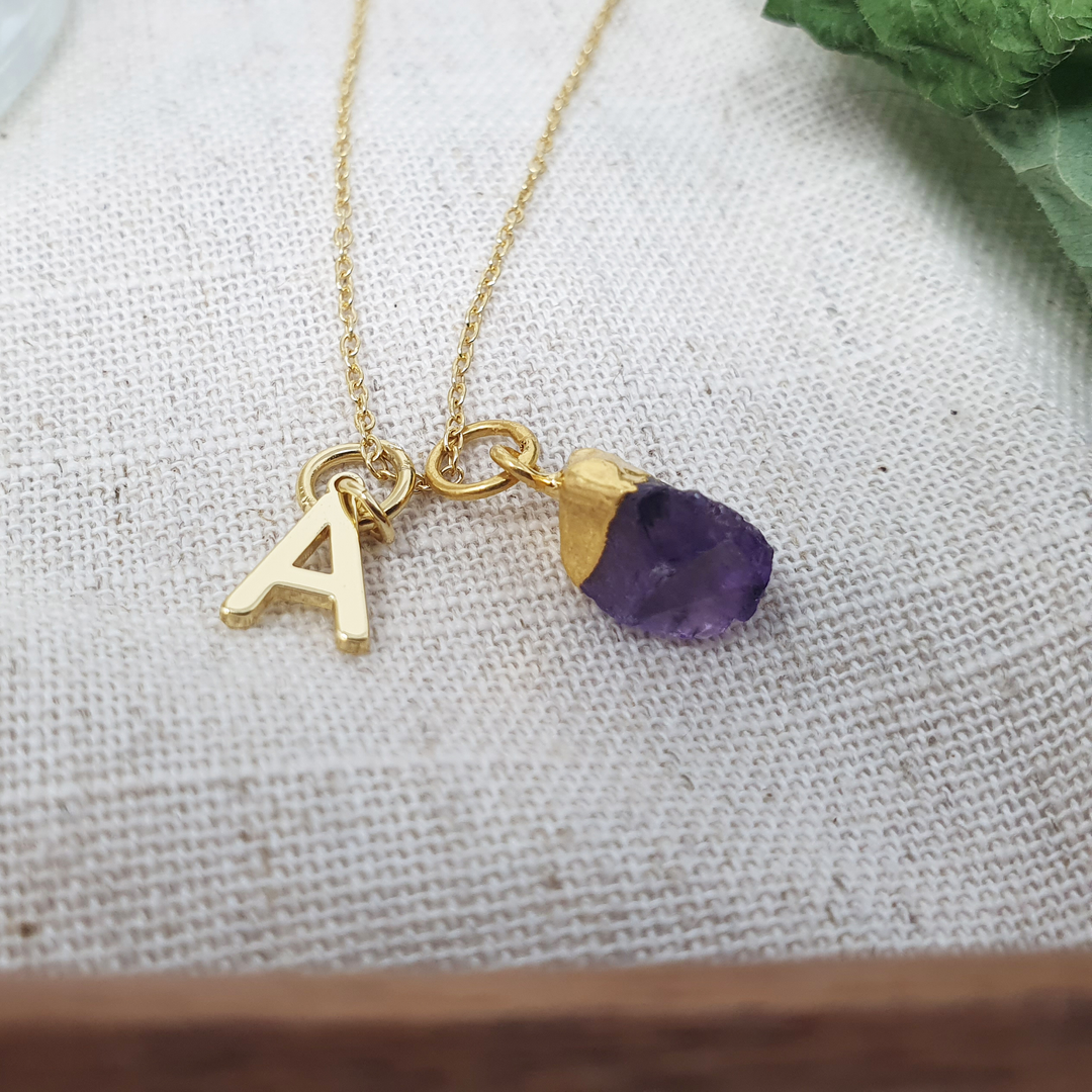 18k Gold Vermeil Plated Initial And Birthstone Necklace