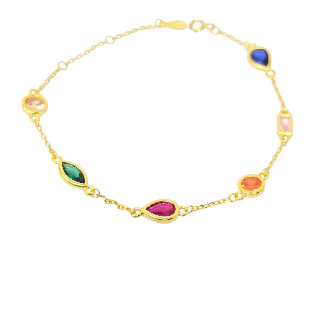 Geometric Multicolour Gemstone Gold Plated Bracelet
