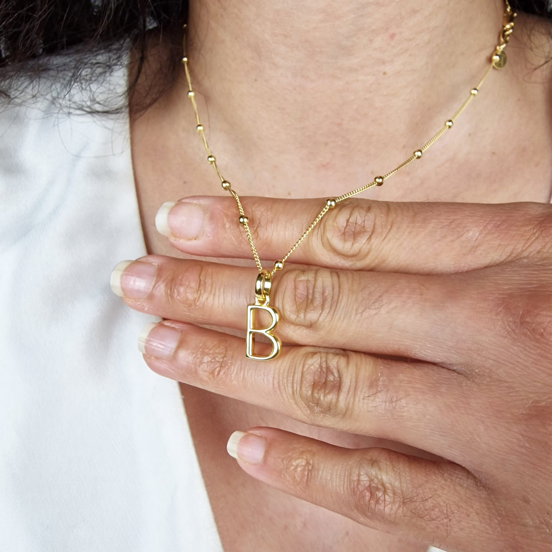 18ct Gold Vermeil Plated Initial Pendant Necklace