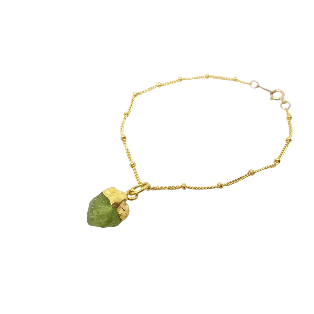 Raw Peridot August Birthstone Satellite Bracelet