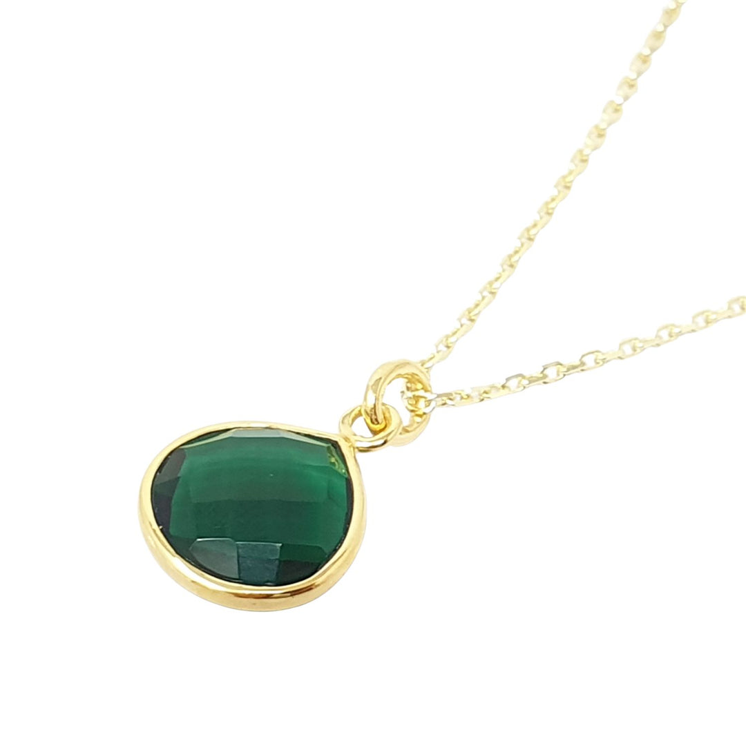 Emerald May Birthstone Gold Plated Pendant Necklace