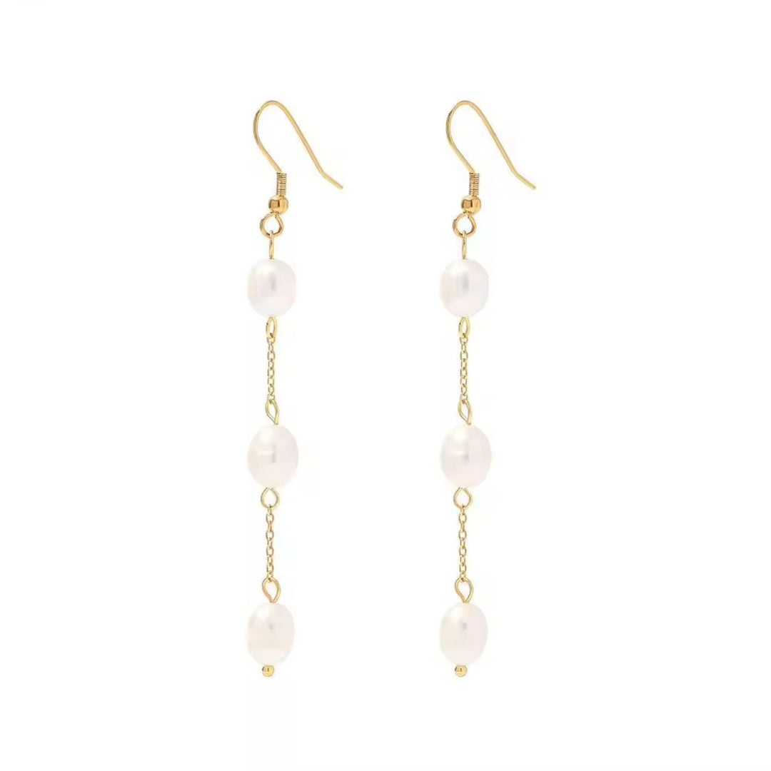 Statement Freshwater Pearl Dangle Drop Bridal Earrings