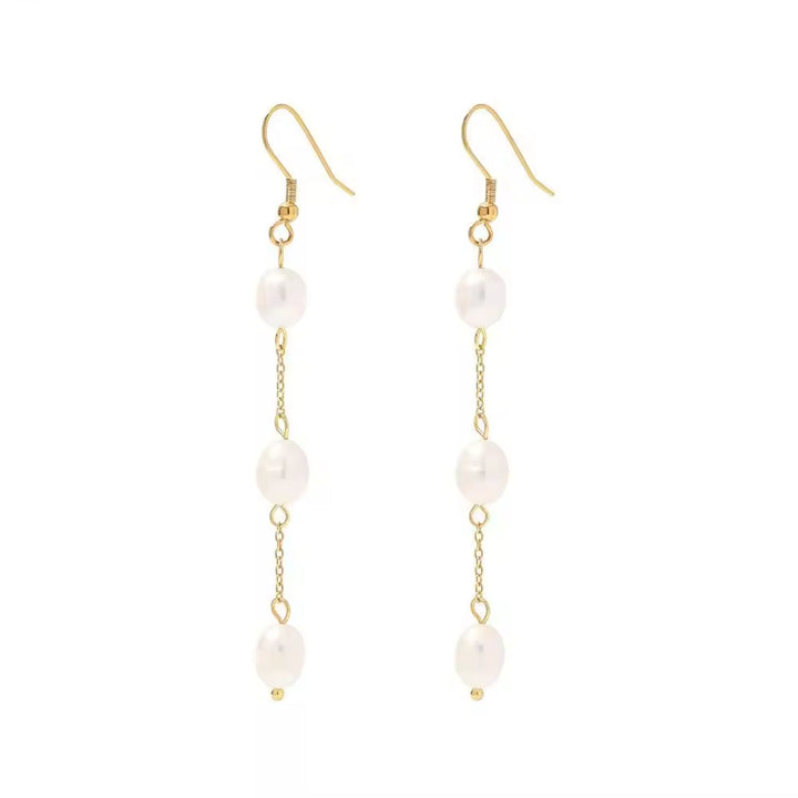Statement Freshwater Pearl Dangle Drop Bridal Earrings