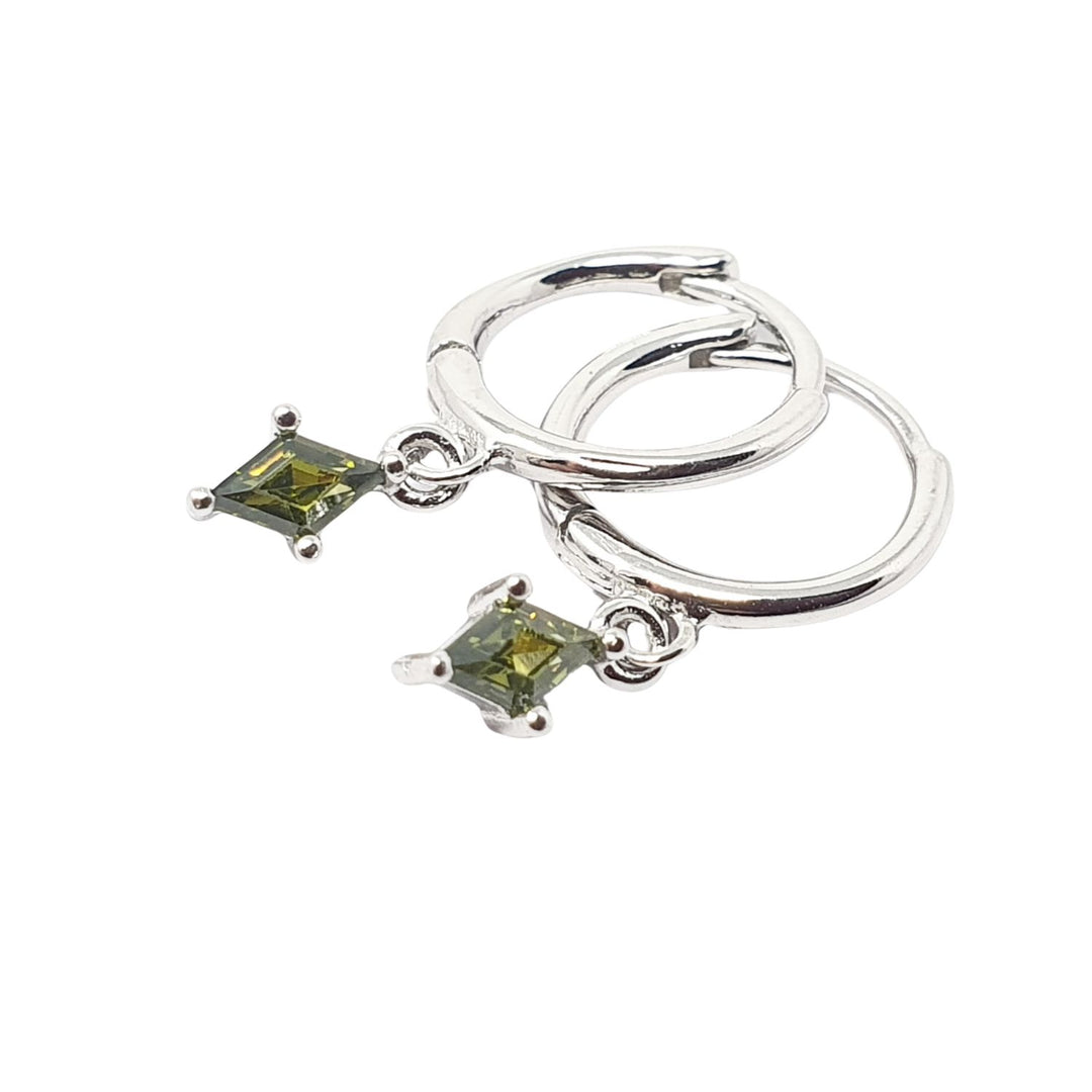 Peridot August Birthstone Silver Delicate Dangle Hoops