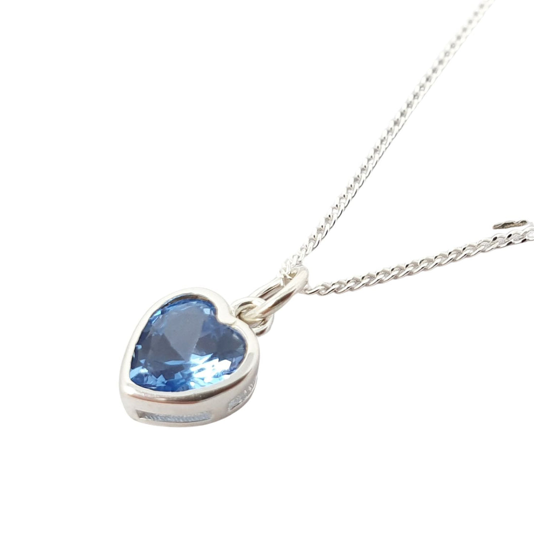 Mini Heart Blue Topaz December Birthstone Necklace