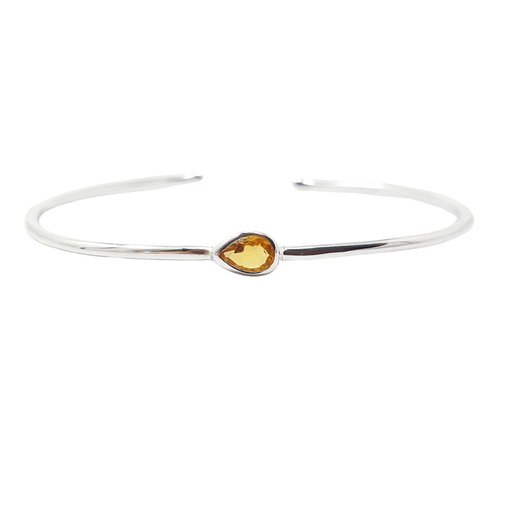 Minimalist Sterling Silver Citrine November Birthstone Bangle Bracelet