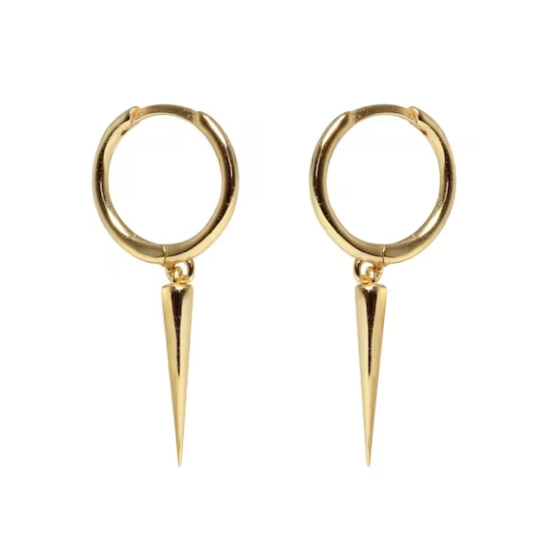 Dainty Spike Huggie Small Hoop Gold Plated Earrings