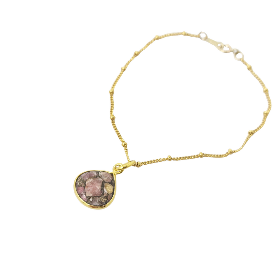 Pink Tourmaline October Birthstone Gold Plated Bracelet