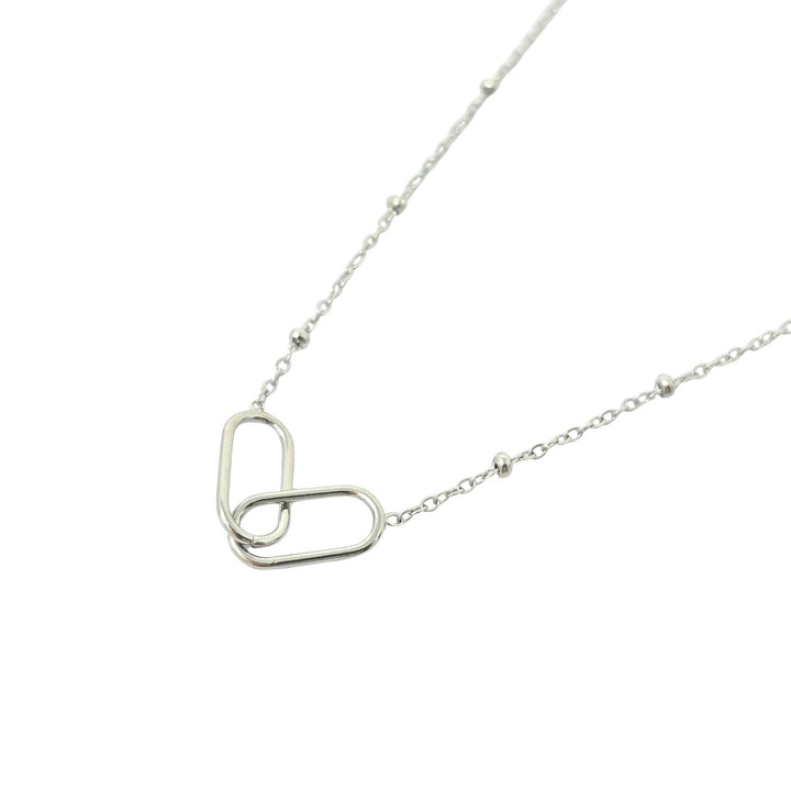 Interlocking Paperclip Infinity Silver Necklace