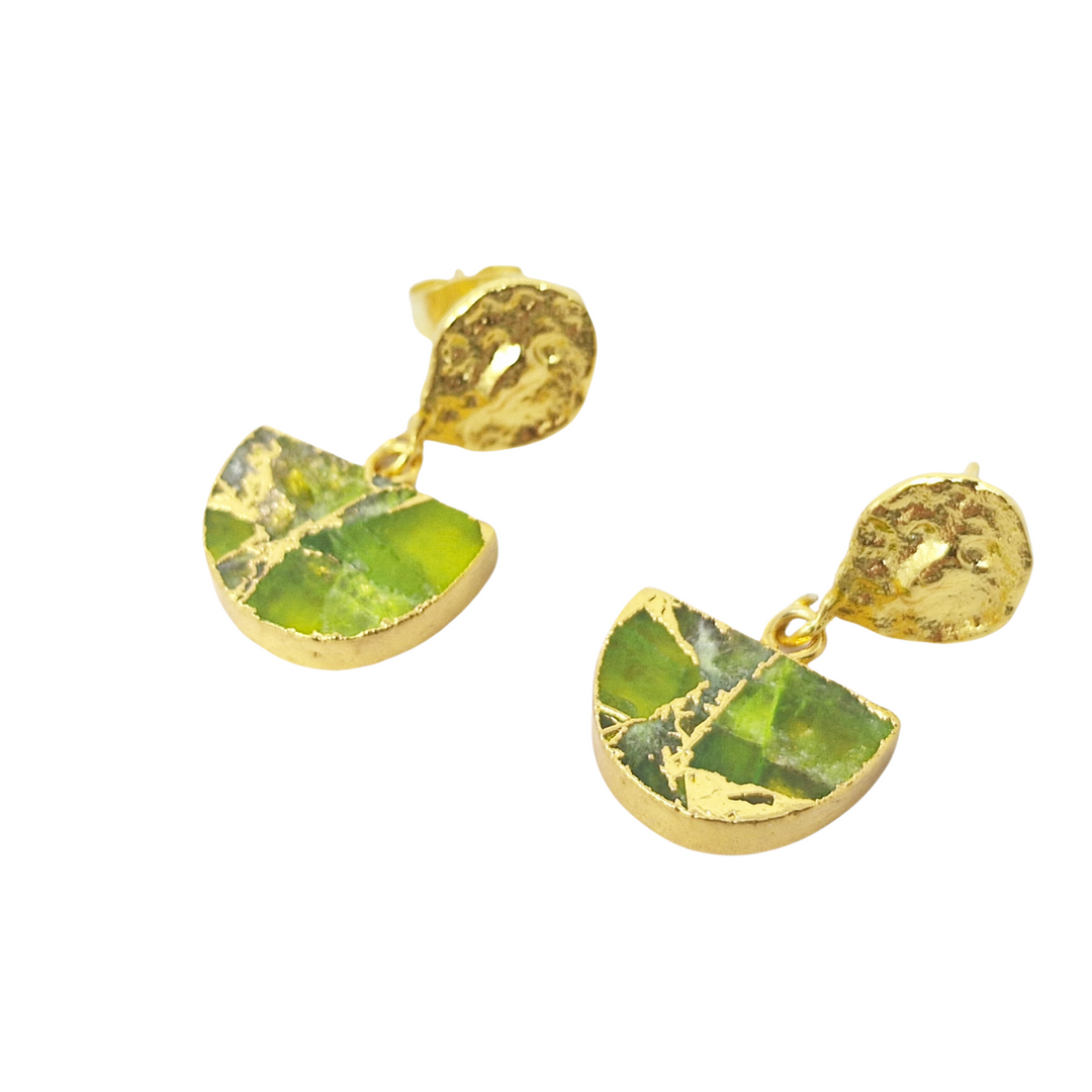 Hammered Peridot August Birthstone Earrings