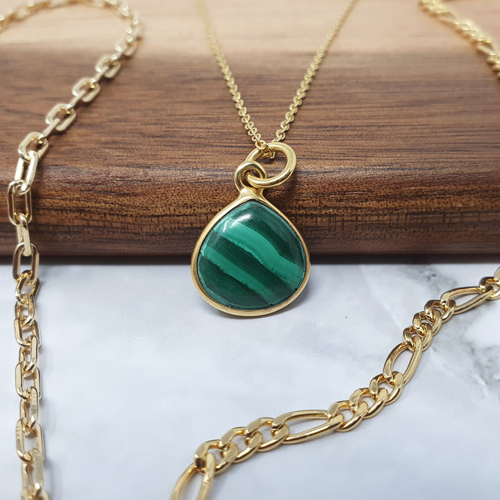 18ct Gold Vermeil Malachite Necklace