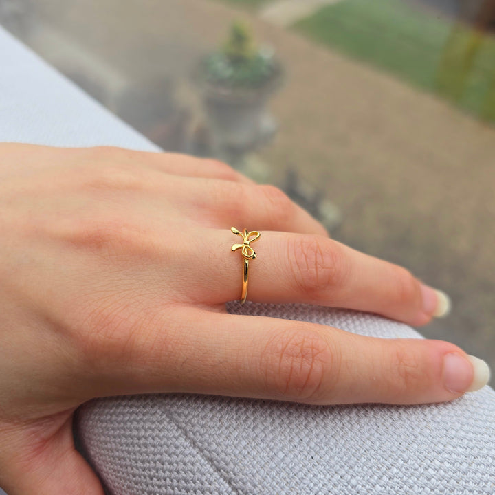 Bow Tie Bowknot Thin Gold Plated Stacking Ring