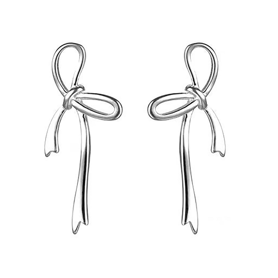Sterling Silver Bow Tie Tassel Wedding Stud Earrings