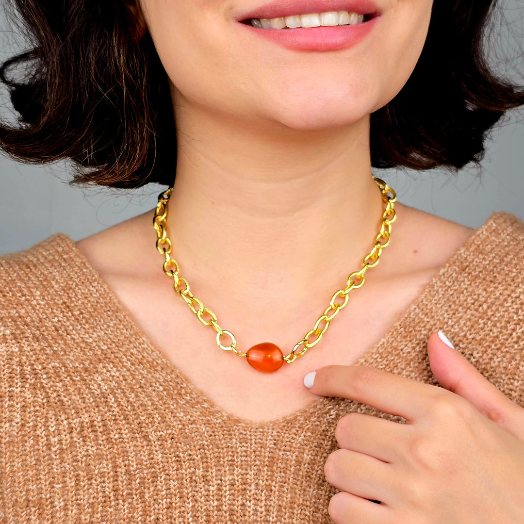 Citrine November Birthstone Statement Pendant Necklace