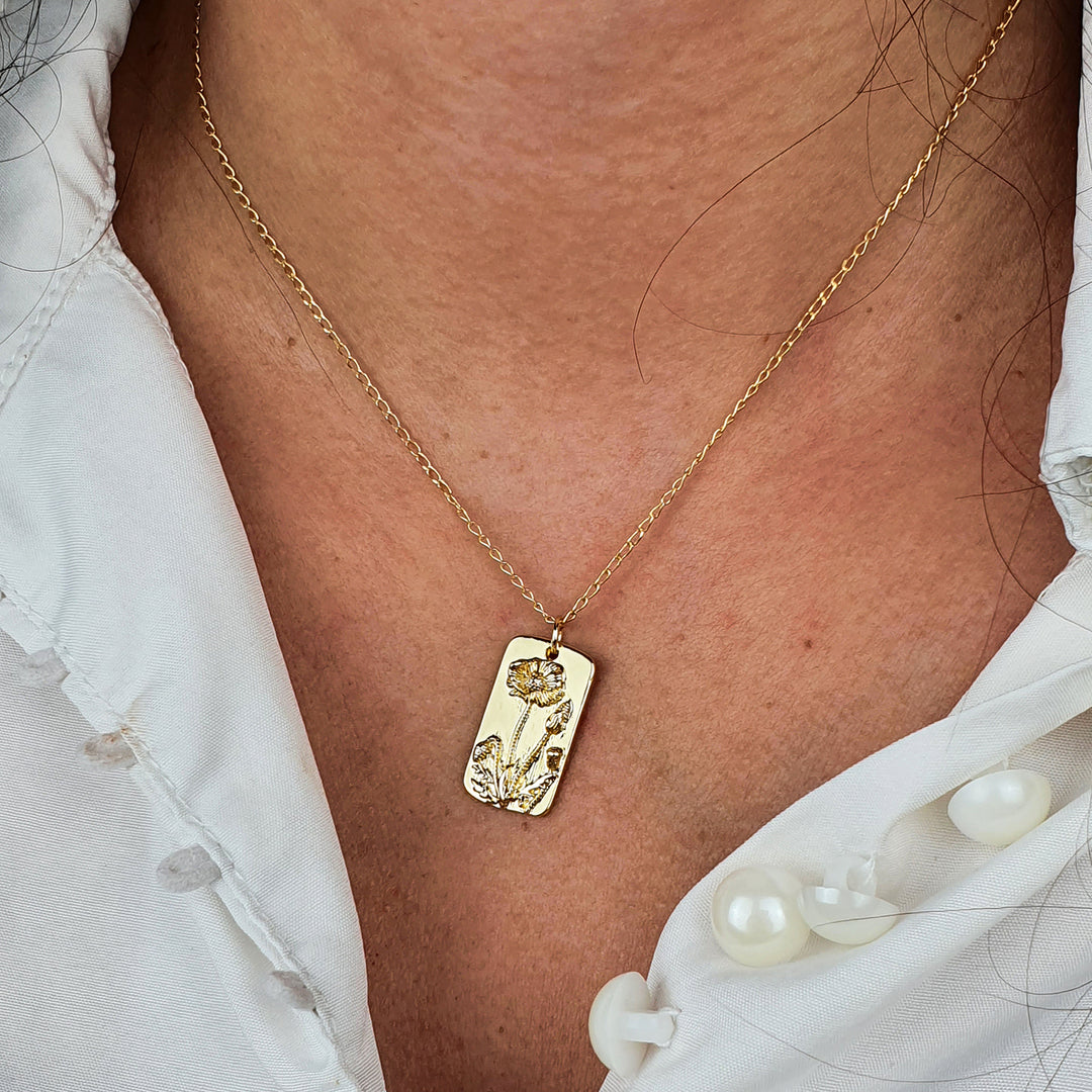 Dainty Rose Floral Flower Gold Plated Charm Necklace