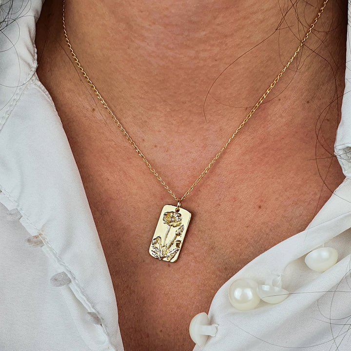 Dainty Rose Floral Flower Gold Plated Charm Necklace