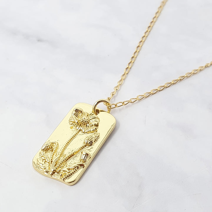 Dainty Rose Floral Flower Gold Plated Charm Necklace