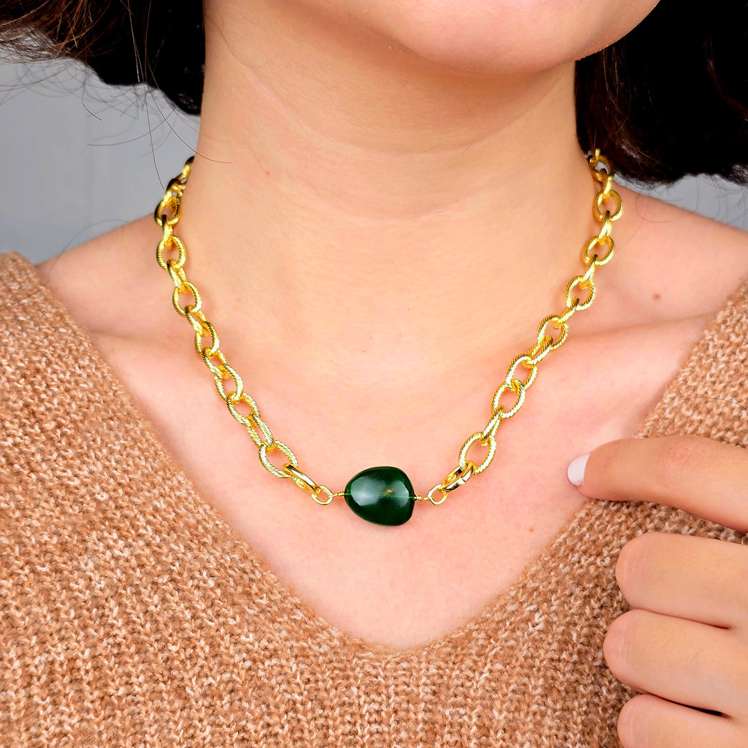Emerald May Birthstone Statement Pendant Necklace