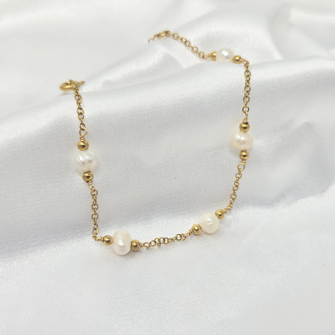 Freshwater Pearl Bridesmaid Wedding Gold Bracelet