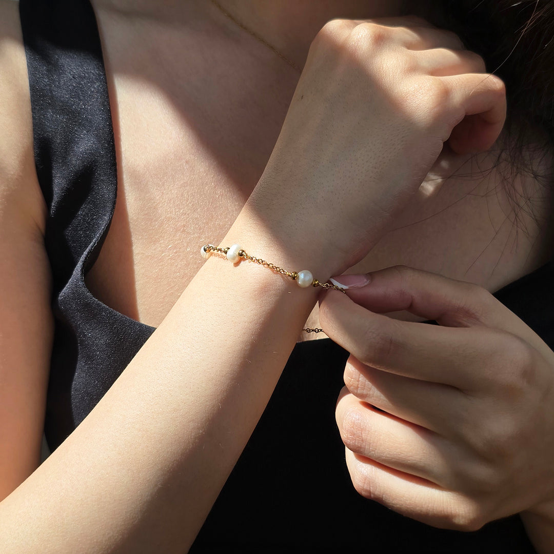 Freshwater Pearl Bridesmaid Wedding Gold Bracelet
