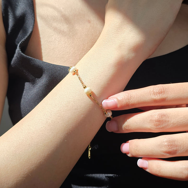 Freshwater Pearl Bridesmaid Wedding Gold Bracelet