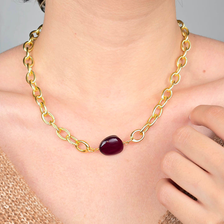 Garnet January Birthstone Statement Pendant Necklace