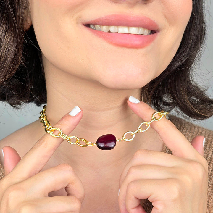 Garnet January Birthstone Statement Pendant Necklace