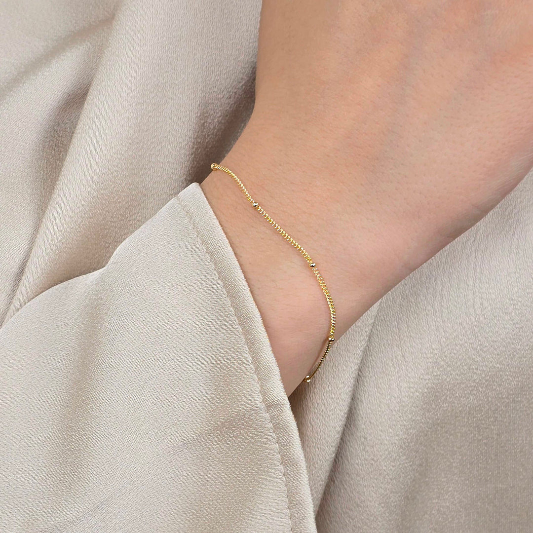 Gold Plated Dainty Satellite Chain Stacking Bracelet