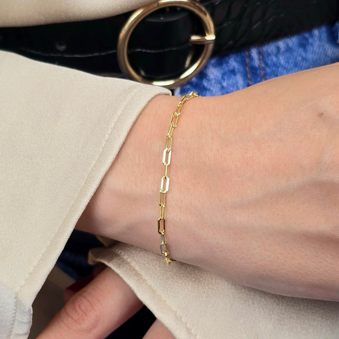 Gold Plated Everyday Paperclip Chain Stacking Bracelet