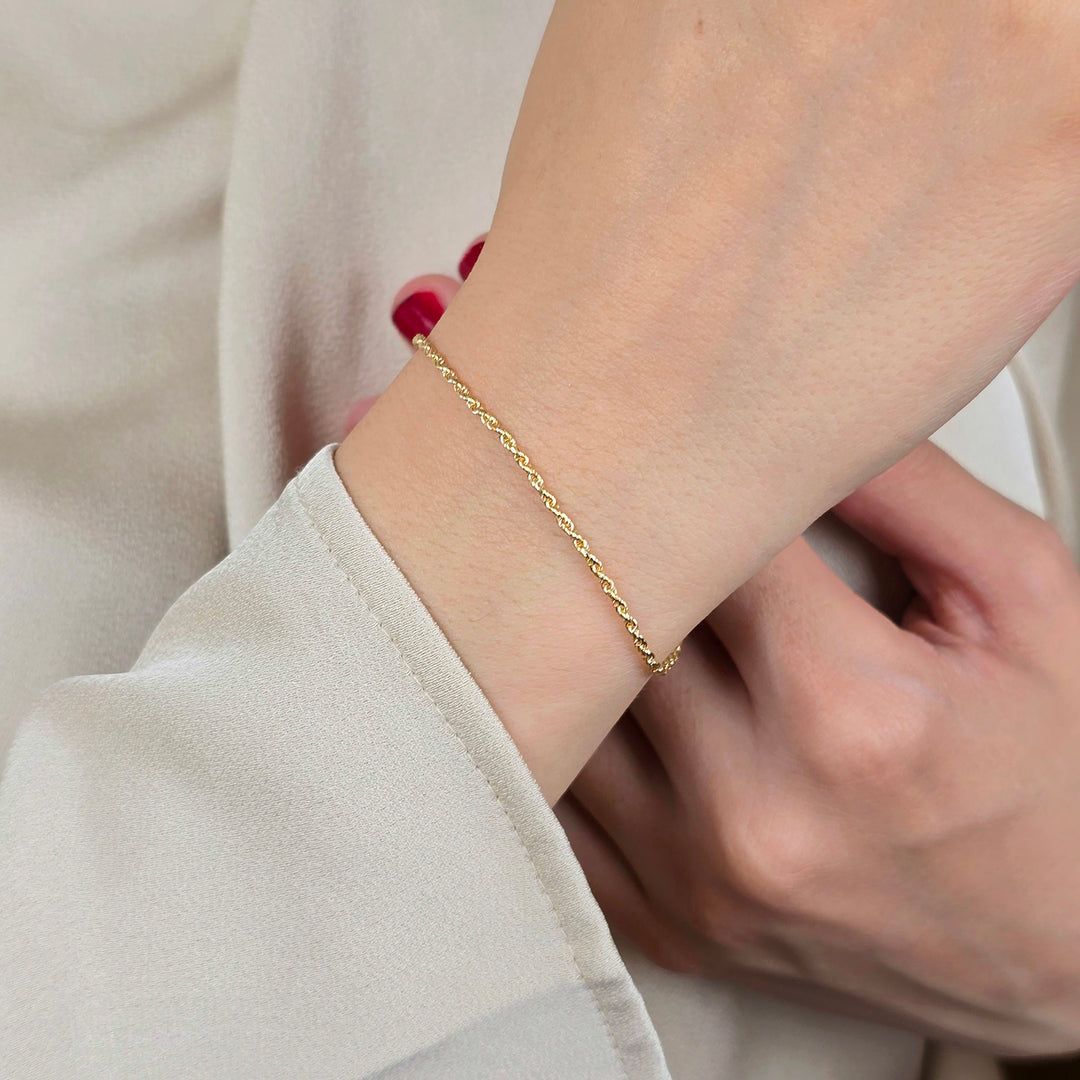 Gold Plated Everyday Rope Chain Stacking Bracelet