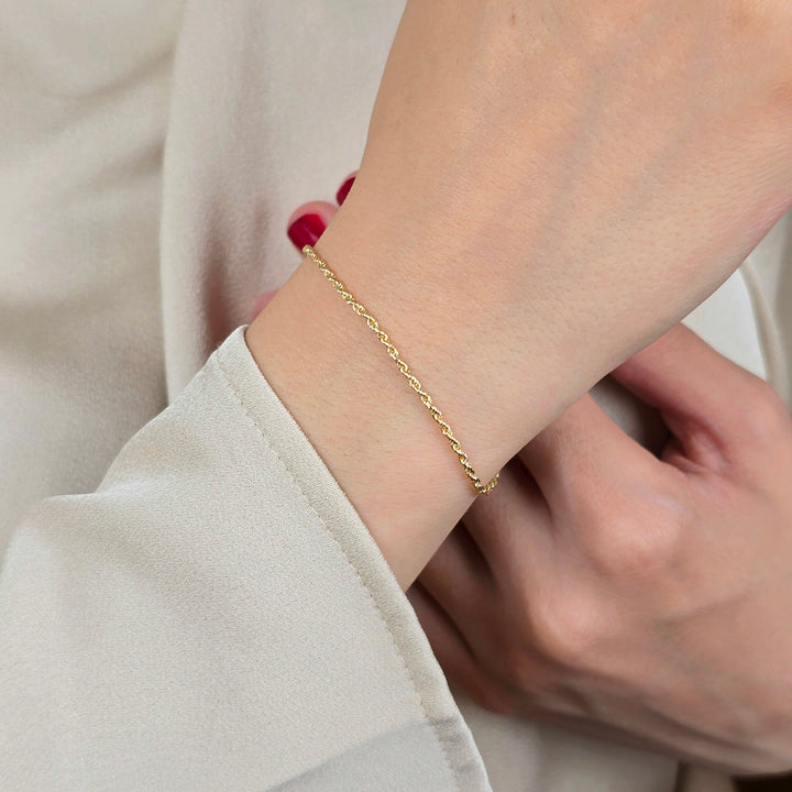 Gold Plated Everyday Rope Chain Stacking Bracelet