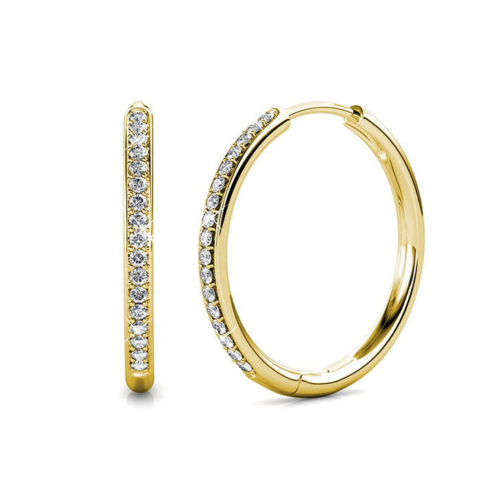Large Round Hoop 40mm Gold Plated Earrings With Certified Austrian Crystals